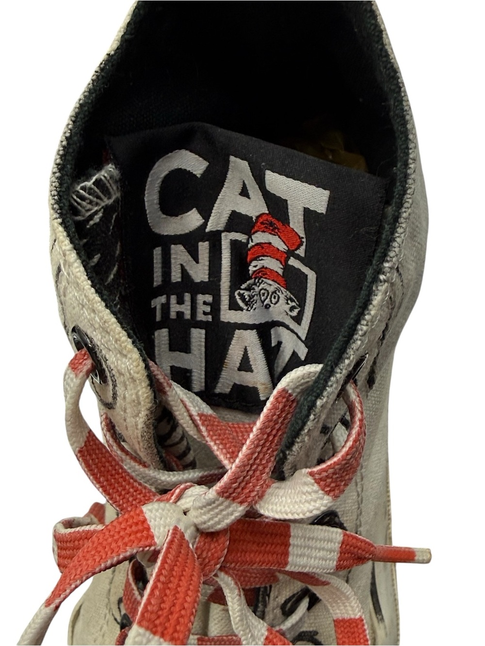 Converse x Dr. Seuss Cat in the Hat High Top Sneakers White Canvas Men’s 8 - Picture 12 of 16